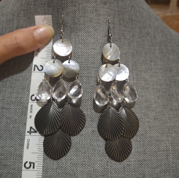 Layered Shell Chandelier Earrings - Picture 5 of 10